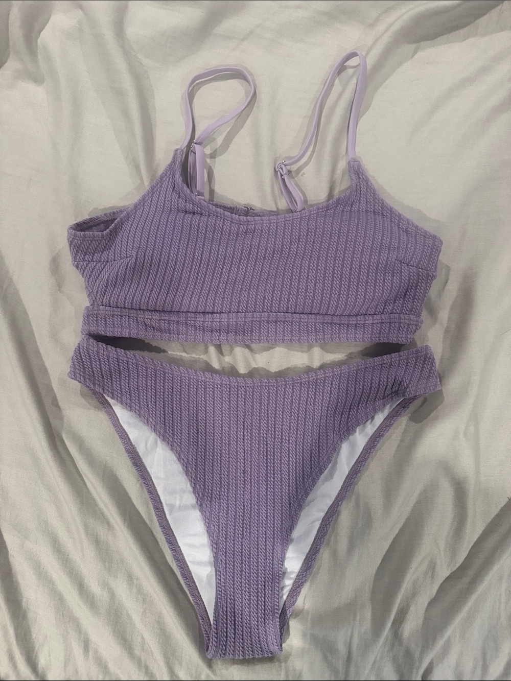 Cupshe Lilac Ribbed Two-Piece Bikini Set